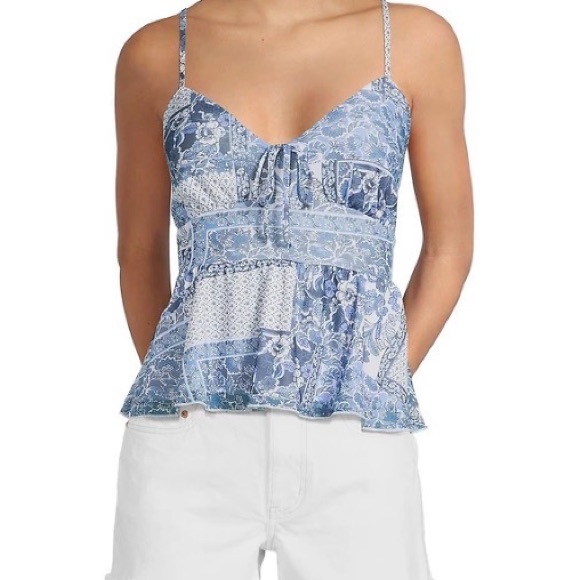 Originality Tops - Originality Patchwork Printed Mesh Baby Doll Top